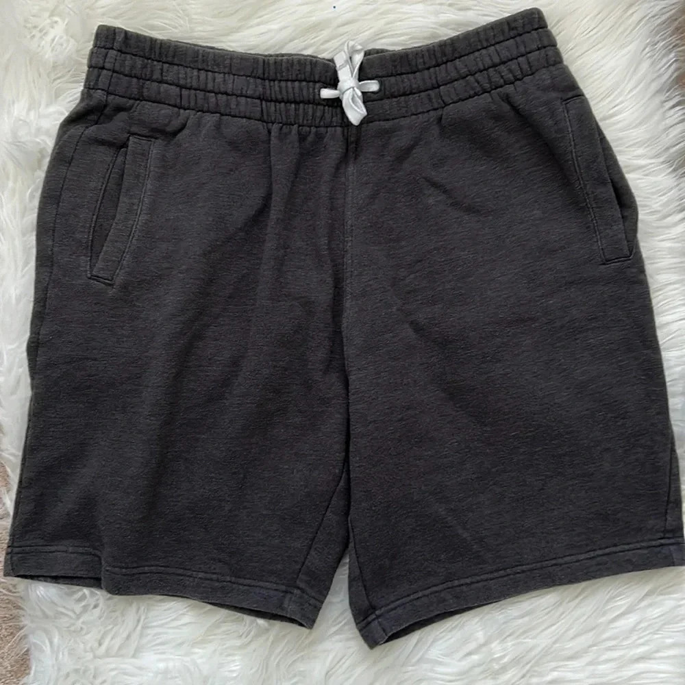 Divided gray shorts size large cotton blend pockets drawstring elastic waist